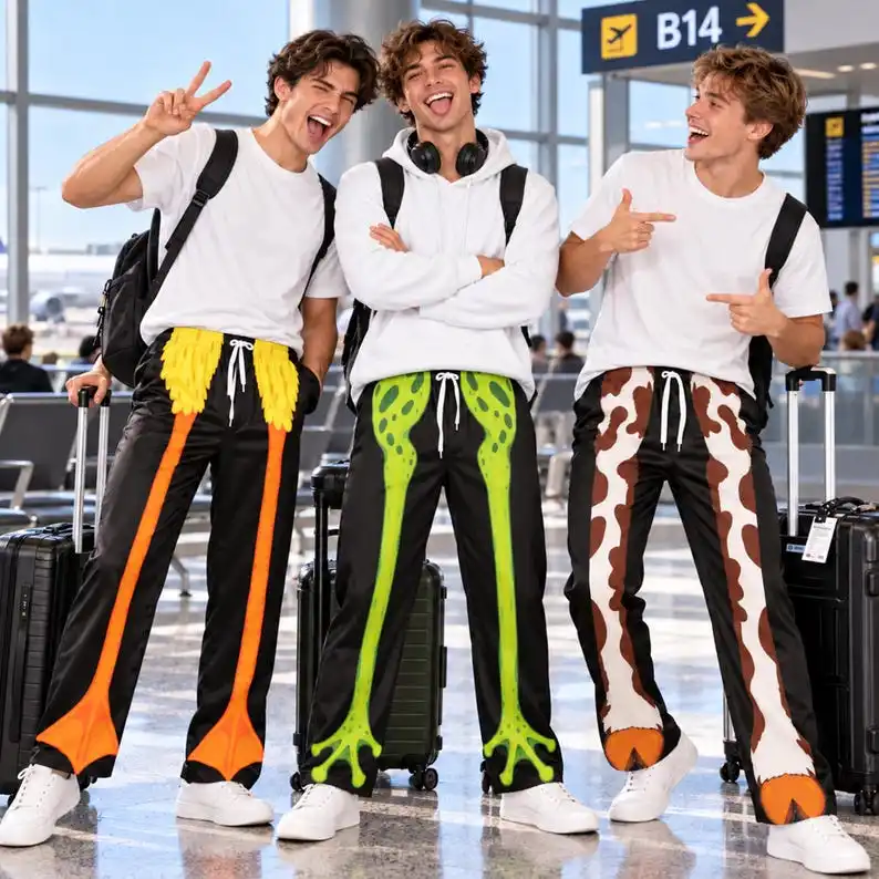 Men's and Women's Fun Paw Print Pajamas 3D Animal Leg Printed Casual Pants Colorful Christmas Pajamas Holiday Gifts