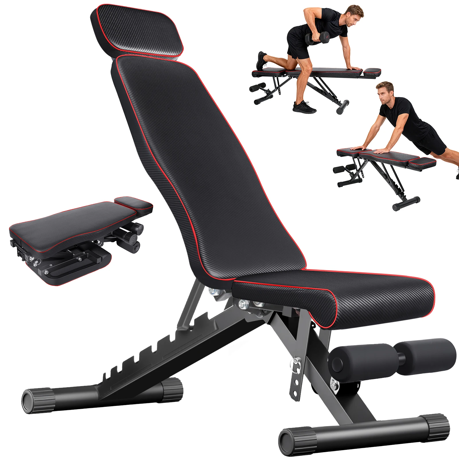 Fitnessbank für Heimtraining, Hantelbank mit Rückenlehne, Winkel-Sitzkissen, Faltbare Trainingsausrüstung, Verstellbarer Fitnesshocker