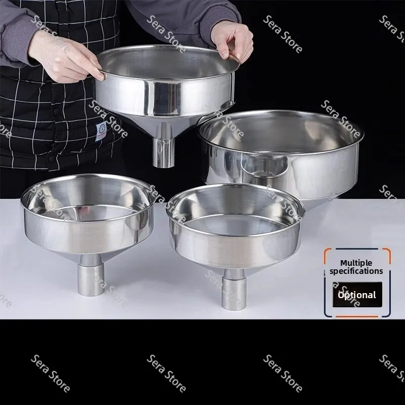 Thickened 304 Stainless Steel Large Diameter Industrial Funnel for Wine Oil Household Use