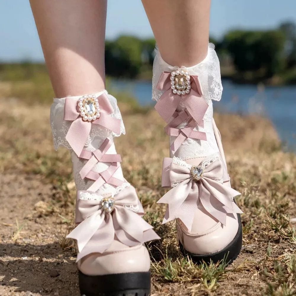 Sweet Style Lace Ankle Socks Lolita Gift Cotton Socks Bow Summer Spring Socks Women