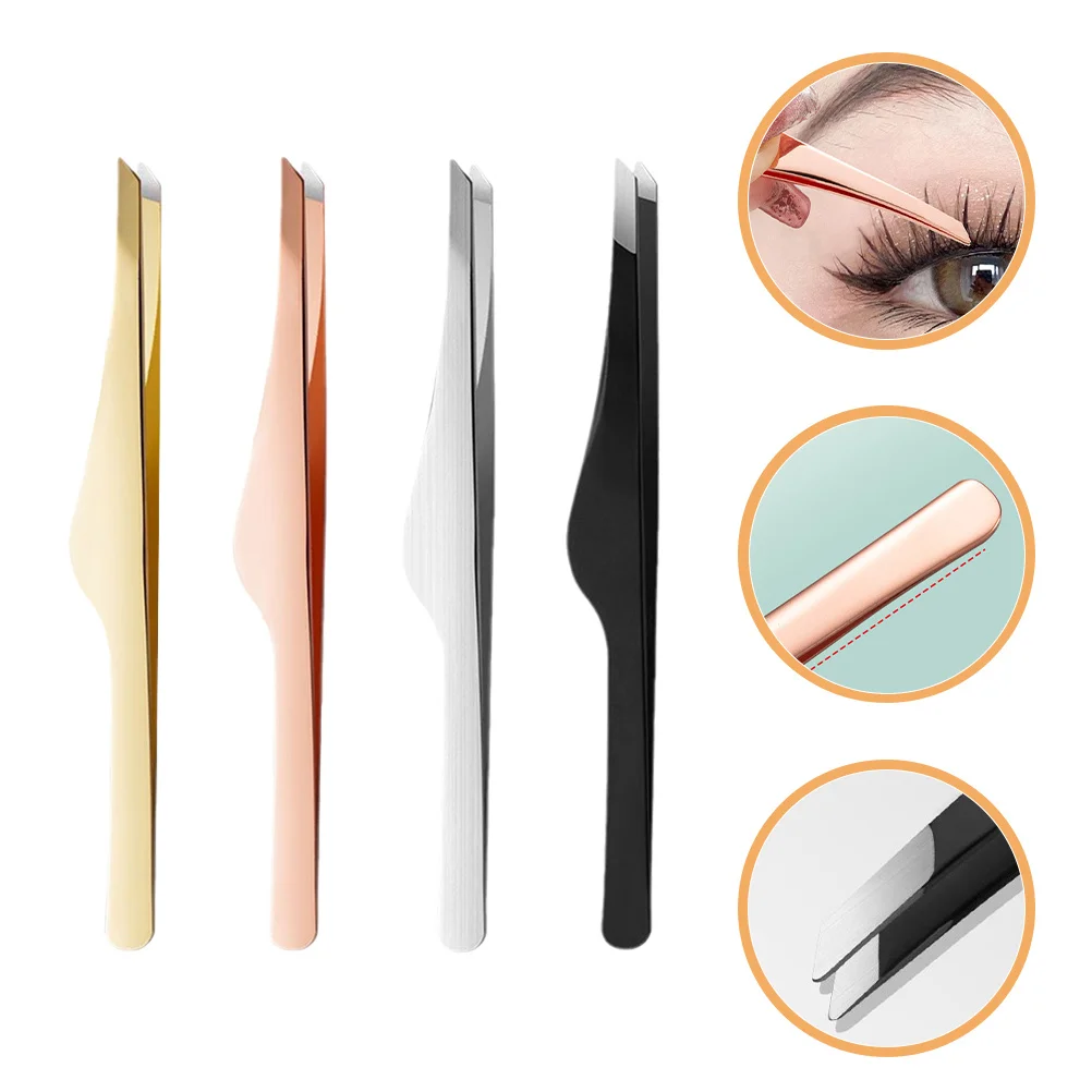 4 Pcs Lash Extension Tweezers Eyelash Tool for Extensions Eyebrow Grooming Tools