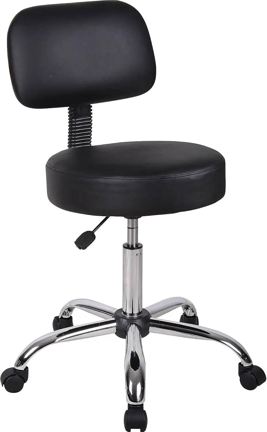 Be Well Medical Spa Stool With Back In Vinyl, Black