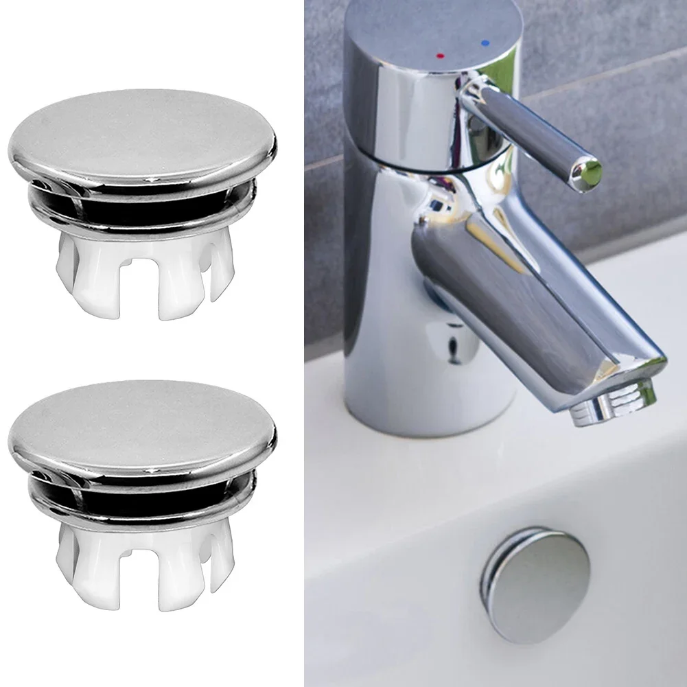 2pcs Bathroom Basin Sink Hole Overflow Replacement Cover Chrome Round Trim Ring Sink Overflow Hole Covers Kitchen Accessories