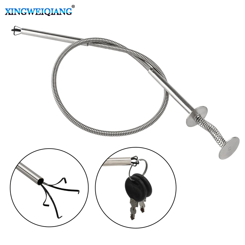 Suction Bar, 60 Cm Four-claw Iron Suction Rod Metal Curved Hook Pick Up Flexible Thickened and Extended Spring