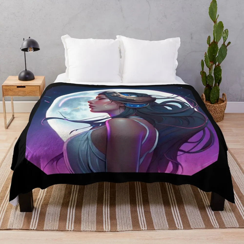 Ethereal Goddess of the Moon Throw Blanket Designers Thins Warm Blankets