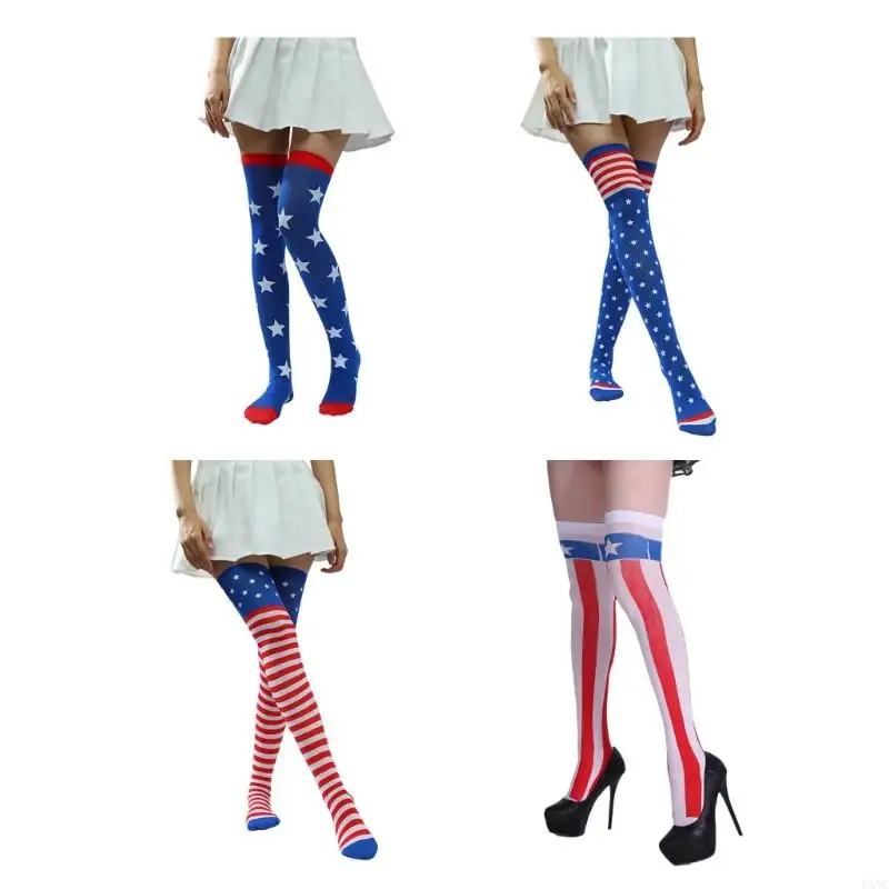 

L5YC 1 Pair Thigh High Socks for Women Girls Knee High Socks Star Long Boot Socks