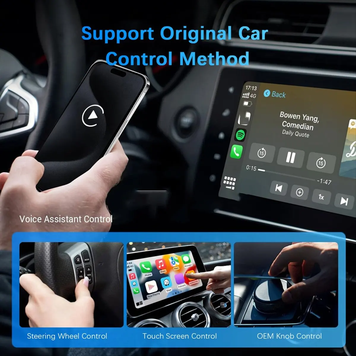 A40I 2 in 1 Wireless Carplay Android Auto Adapter WiFi BT Auto Connect USB Dongle for IPhone6 Android 11 Wired CarPlay