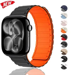 Magnetic Silicone Band for Apple Watch Strap Ultra 3 2 1 49mm 11 10 46mm 42mm Bracelet iWatch 9 8 7 6 5 4 SE 45mm 41mm 44mm 40mm