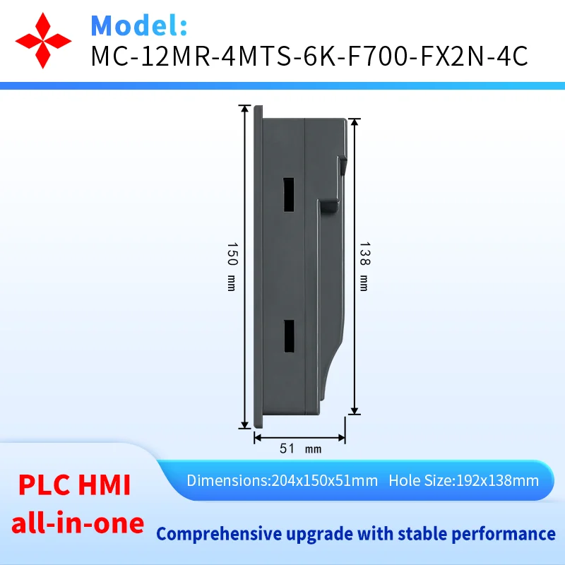 YKHMI 7 بوصة PLC HMI وحدة تحكم منطقية متكاملة الكل في واحد، 4 مسبار PT100 / K مع 2AD 2DA، 6In 6Out، 2 نبض عالي السرعة 100K