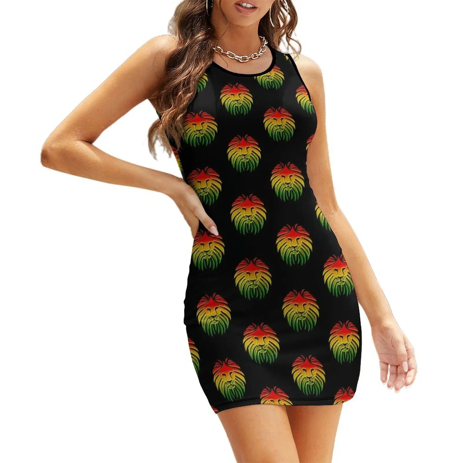 

Like a Lion, Reggae, Rastafari, Africa, Jah, Jamaica, Sleeveless Sundress women's elegant loose dresses dresses for womens 2025