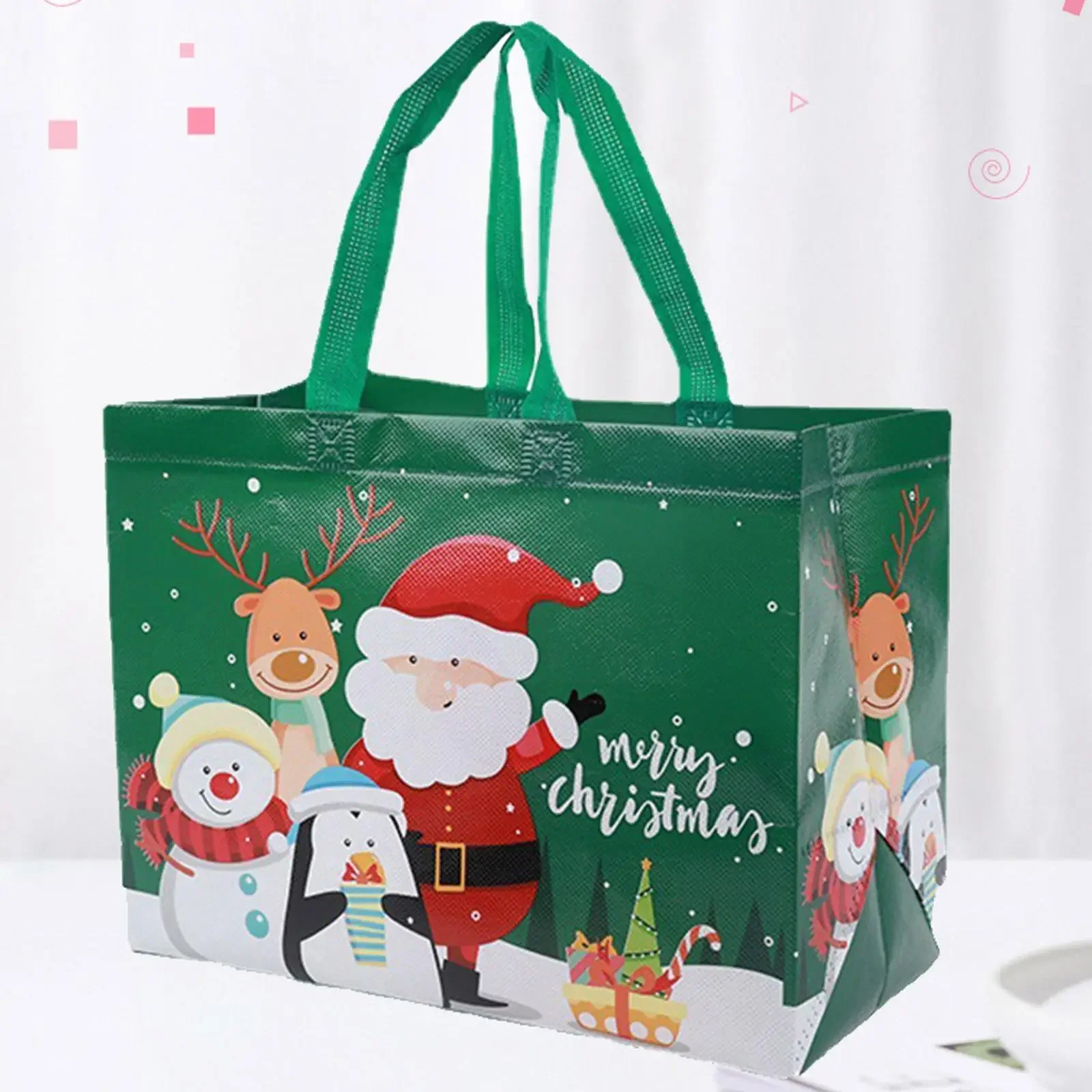 Christmas Large Gift Bags Christmas Tote Bags With Grocery Totes Handles Bags Christmas Non-Woven Shopping Reusable canvas