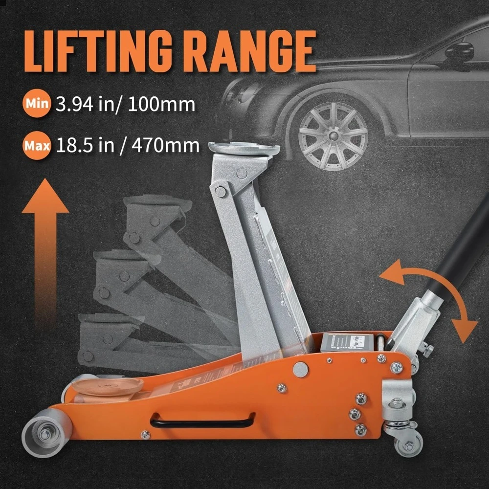Low Profile 3 Ton Hydraulic Floor Jack Aluminum Steel Car Truck Lift Dual Pump