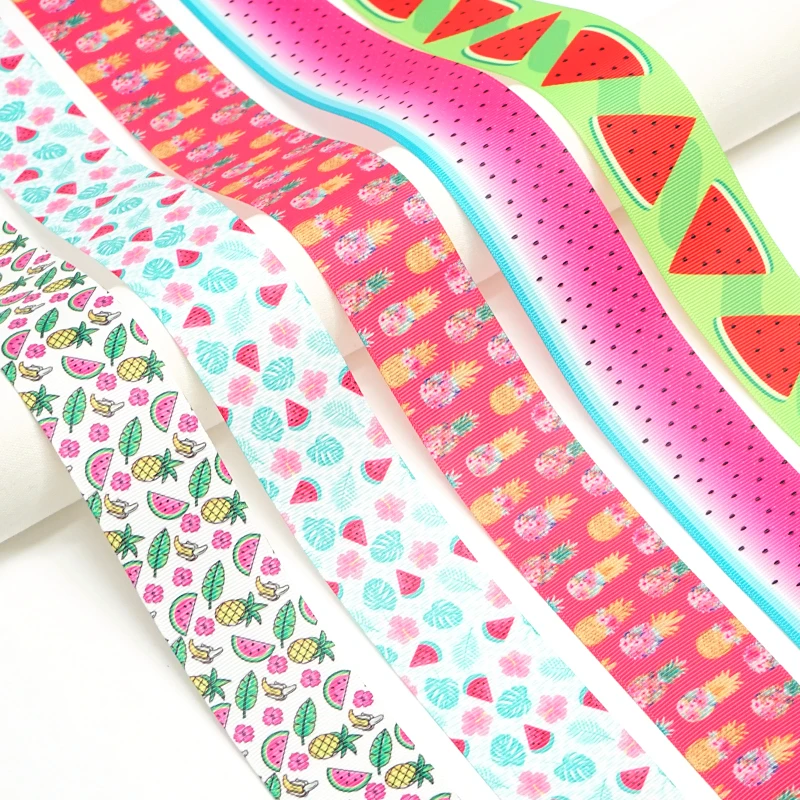 5 Yards Summer Fruit Watermelon Printed Grosgrain Satin Ribbons For Bows DIY Craft Decoration Packaging Supplies. 63407
