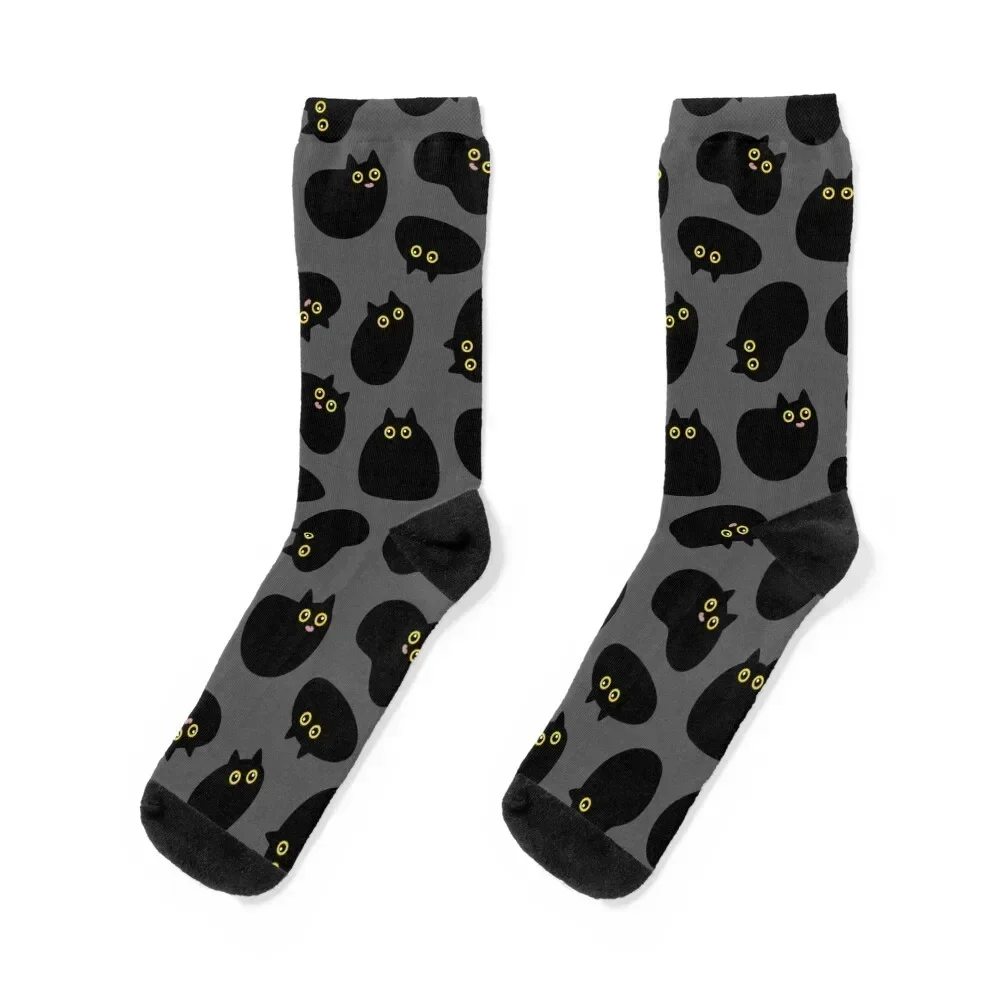 

Pattern blob black cat Socks warm winter Rugby Toe sports Stockings Men's Socks Women's