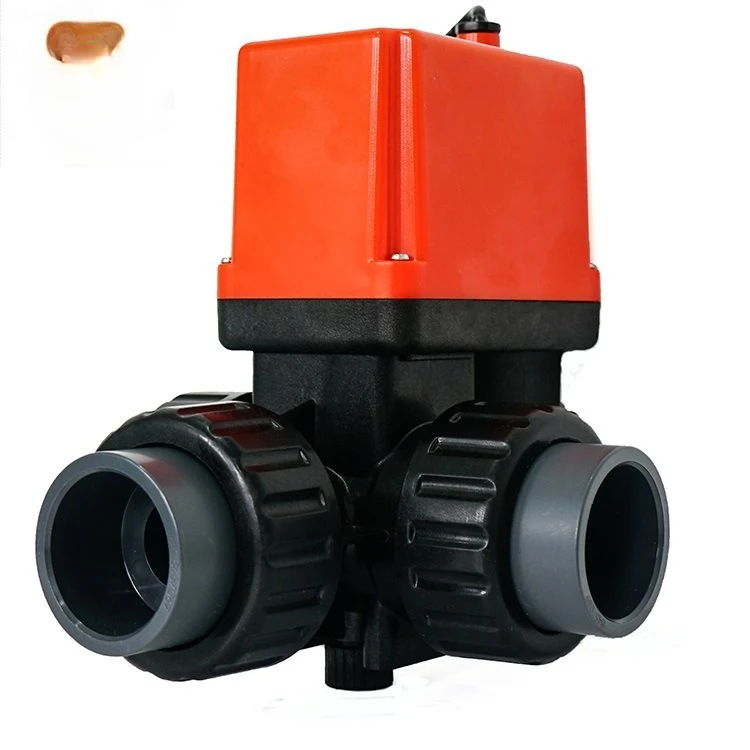 hard seals no leakage no corrosion 3 Ways PPO PVC Motorized Ball Valve Electric Actuator Ball Valve 24V 220V For Industry image 2