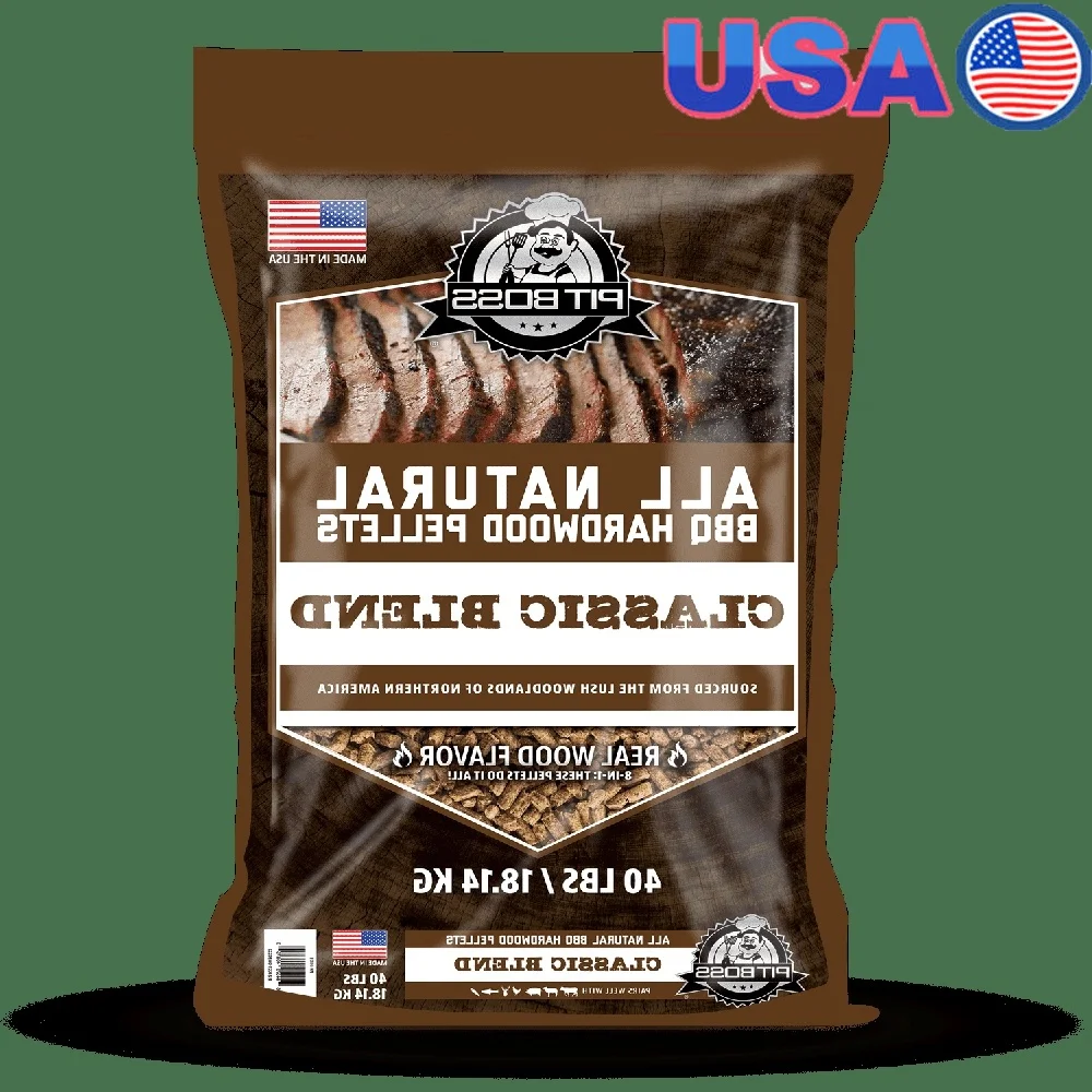 100 pellets de madera dura Natural para asar barbacoa, mezcla clásica de nueces, nogal, sabor a mesquita, madera de humo, bolsa de 40 libras, cocina limpia baja en ceniza