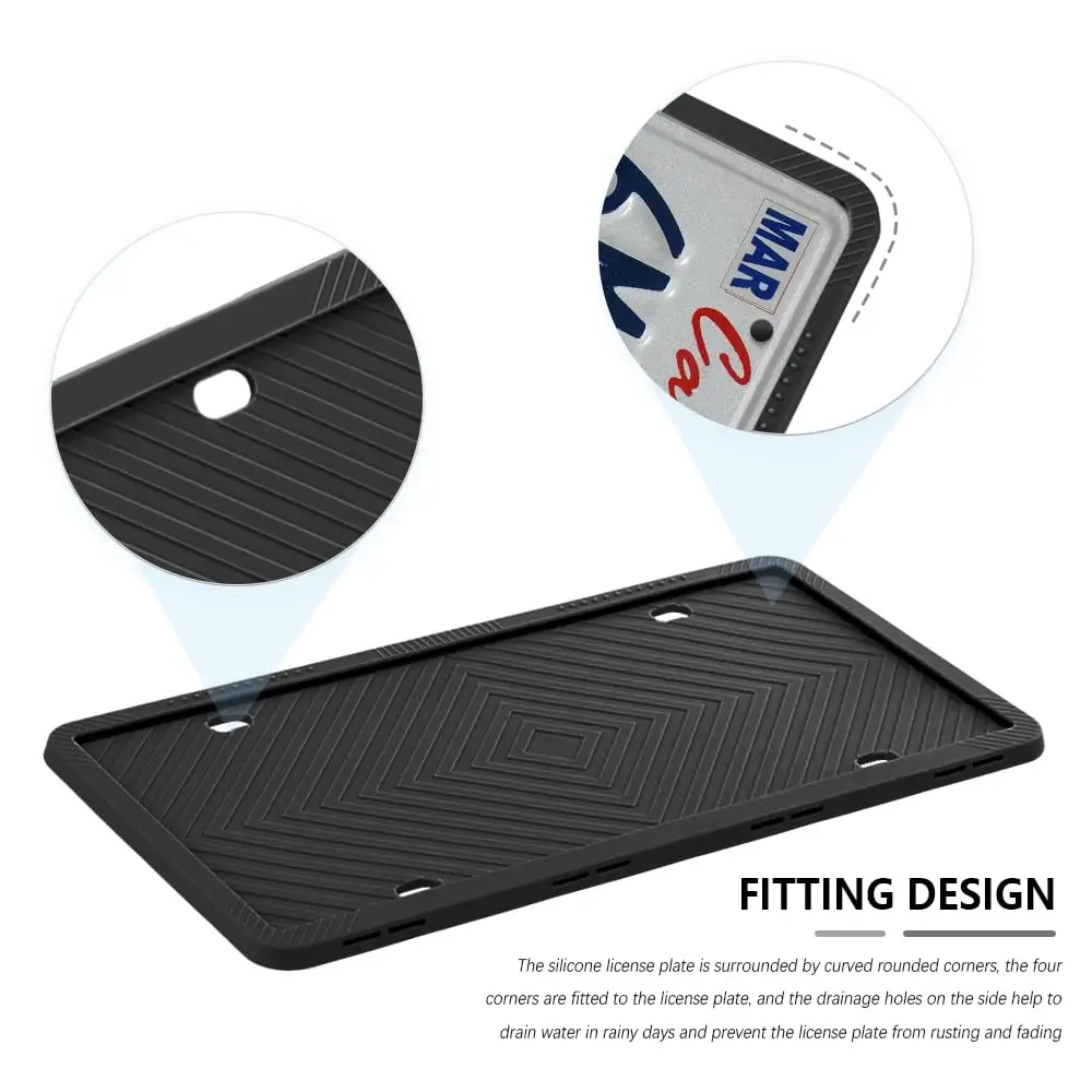 2PCS Silicone License Plate Frames with License Plate Screws Universal License Plate Cover Automotive Exterior Accessories