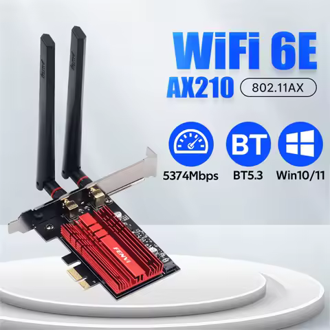 FENVI WiFi 6E AX210 PCIE WiFi Adapter 5374Mbps BT5.3 802.11AX Tri-Band 2.4G/5G/6Ghz Wireless Network Card PC For Win10/11