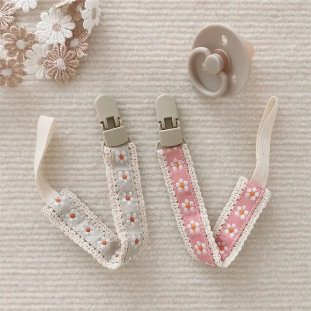 Ethnic Style Baby Cloth Pacifier Chain Embroidery Floral Teether Straps Soother Holder Dummy Clips Adjustable