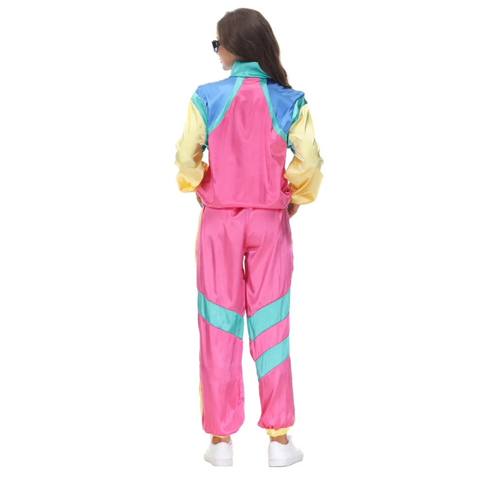 Kostiumy Retro Disco z lat 80. 90. Mężczyzna kobieta Halloween rolepplay hipisowski dres impreza przebierana moda dla dorosłych element ubioru stroje Hip Hop