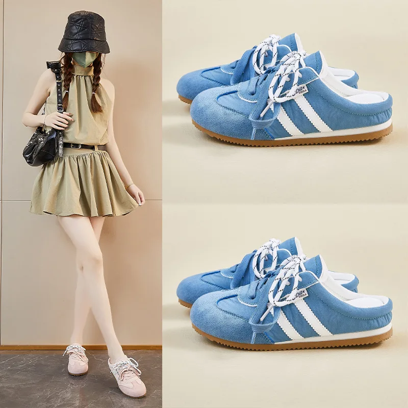 

Женские модные тапочки, лето 2024, трендовые повседневные удобные шлепанцы на платформе на плоской подошве, нескользящие уличные женские тапочки на шнуровке