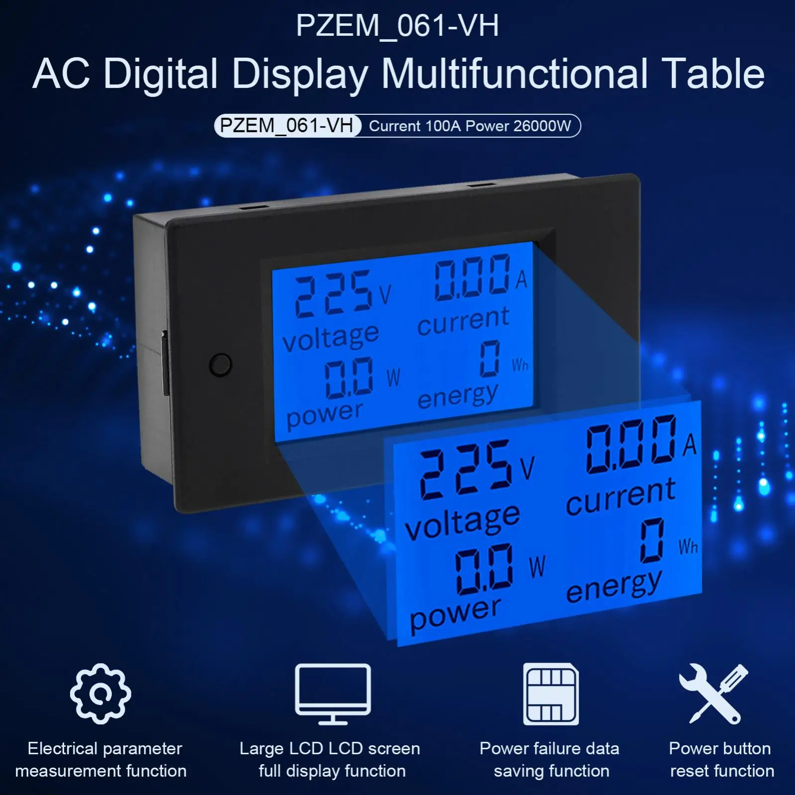 LCD Display Digital Multimeter Ammeter Voltmeter AC 80-260V 100A Voltage Meter Power Energy Tester with Current Transformer CT