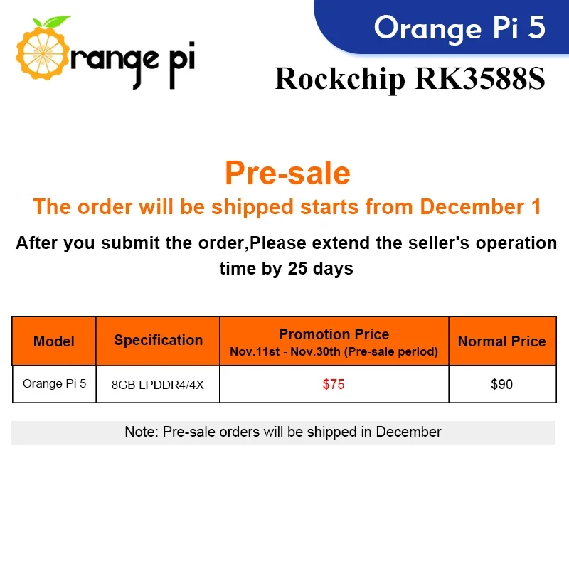 Orange Pi 5 8GB RK3588S con Wifi+BT+Gigabit Ethernet+PCIE SSD Computadora de placa única, compatible con sistema operativo Android 12, Debian 11