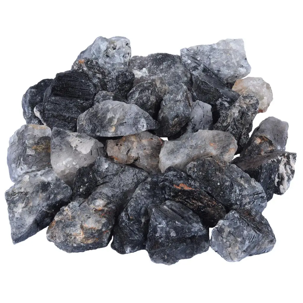 1 lb Bulk Natural Black Rutilated Quartz Chunks Assorted Rough Stones Therapy Gemstone For Meditation Chakra Balancing