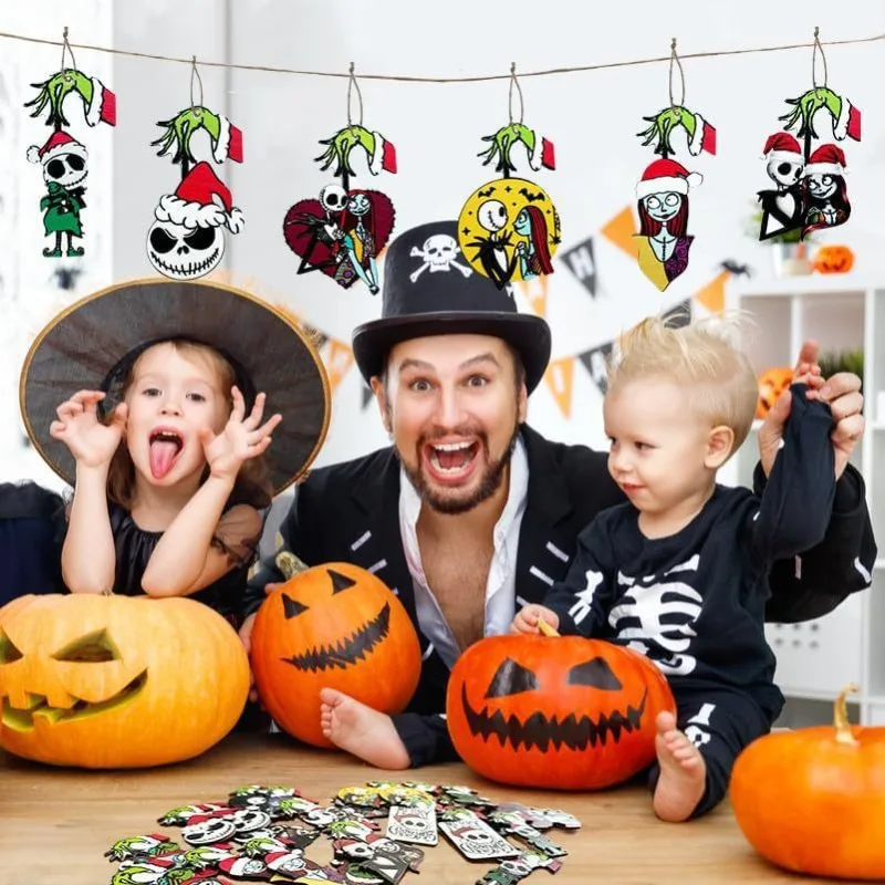 12–23 Stück/Set DisneyThe Nightmare Before Christmas Jack und Sally Party-Anhängerdekorationen, Weihnachts- und Halloween-Dekorationen