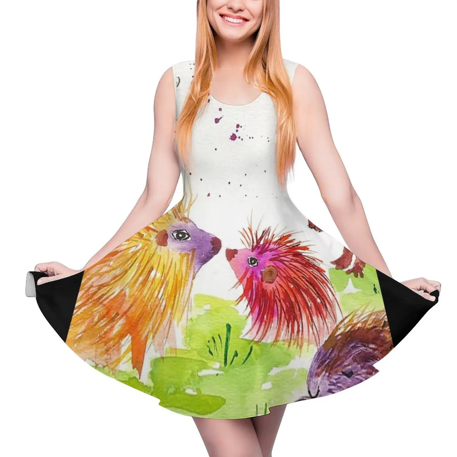 

Colorful Porcupines among flowers Sleeveless Dress summer women"s suit Women"s evening dress dress for women