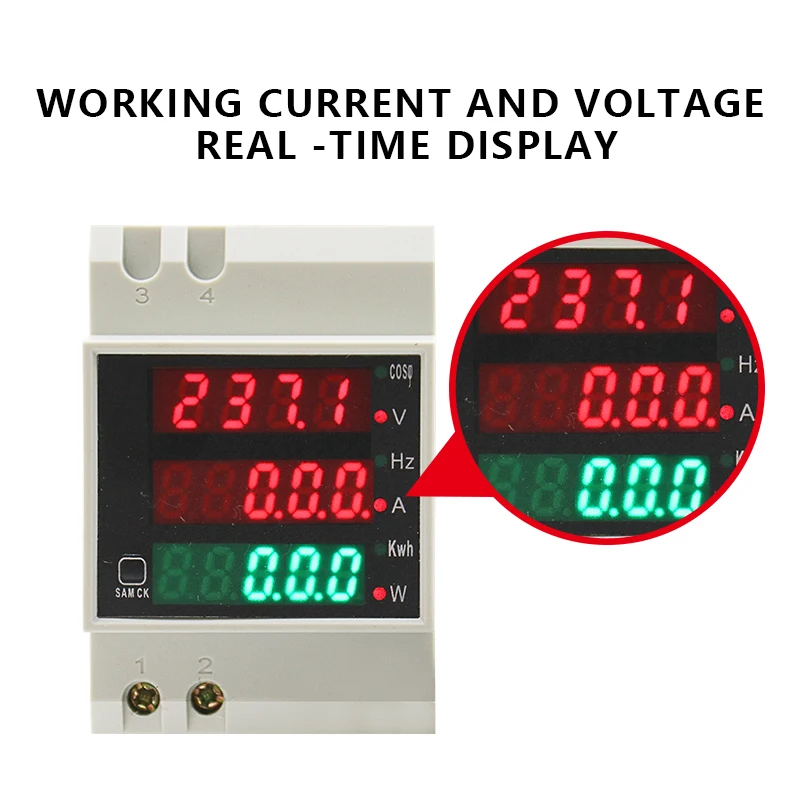 D52-2058  Din Rail Volt Current Meter Power Consumption Meter AC200-450V Multi-Function  Digital kwh Frequency Meter 0-100A