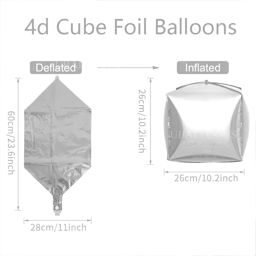 22 Zoll Würfel 4D Folienballons Metall Silber Diamant Quadratische Würfelballons für Geburtstag Verlobung Hochzeit Weihnachten Party Dekor – Detail 2