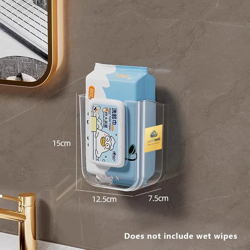 Tissue Box Bathroom Non Perforated Wall Mounted Wet Tissue Storage Box with Large Opening and Strong Load-bearing Yunliwei