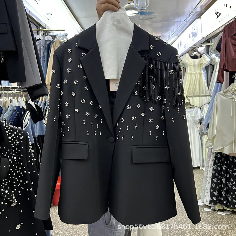 

SuperAen 2026 Autumn New European and American Style Beaded Diamond Flowers Fashion Suit Jacket Coats