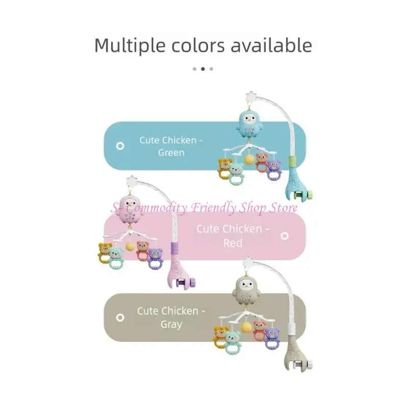 لعبة معلقة لسرير الأطفال المحمول بموسيقى حضانة الأطفال 85AE مع خشخشة دوارة بصوت مهدئ #1