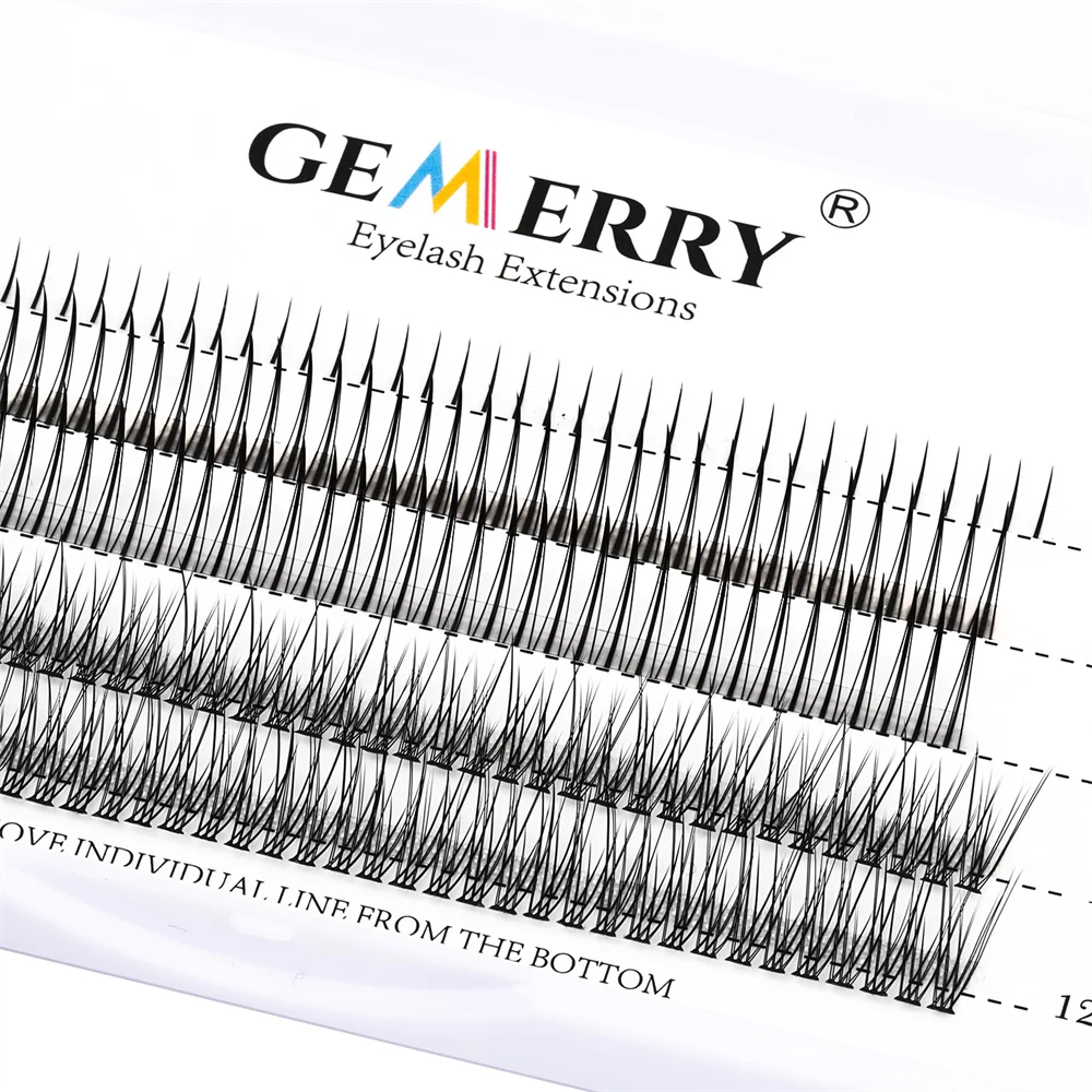 Gemerry DIY Cluster Eyelash Extension A Shape Fishtail Spikes Lashes Mixed Premade Fans Cluster Natural Makeup False Eyelashes