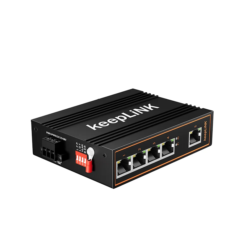 KeepLiNK Industrial 5-Port 10/100 Mbps Ethernet Switch | Rugged Metal Housing IP40 | DIN-Rail Mount | Wide Temperature Range