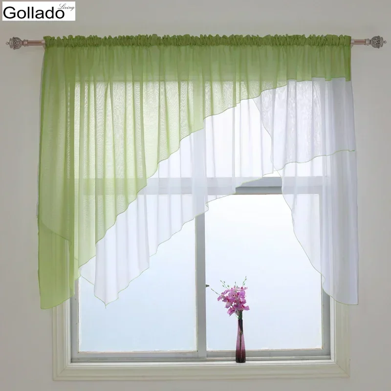 New Design Europe Curtain with Irregular Bevel Edge for Living Room, Sheer Kitchen Balcony Window Curtains 1 PCS