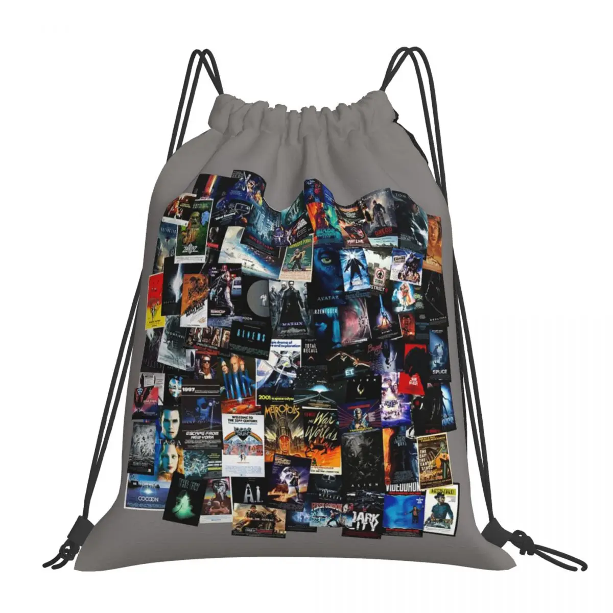 Sci-Fi Movie Posters Backpacks Fashion Portable Drawstring Bundle Pocket Sports Bag Book Bags For Travel Students
