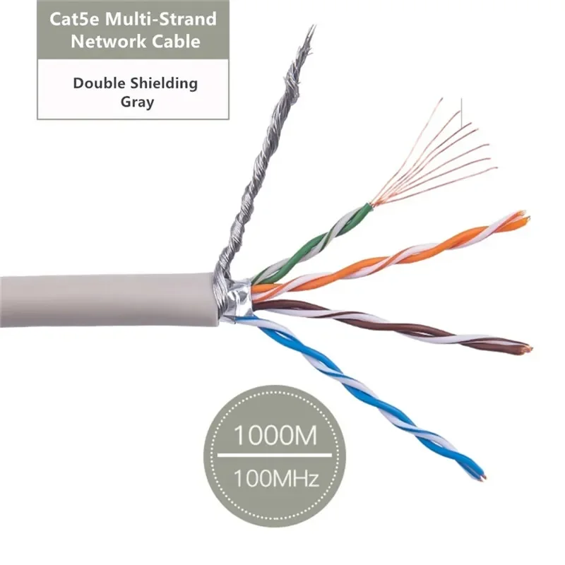 Cat 5e Ethernet Cable Cat5e Cabo Tester RJ45 Networking Cables Internet Lan Patch Cord 26AWG Double Shielded Installation Wire