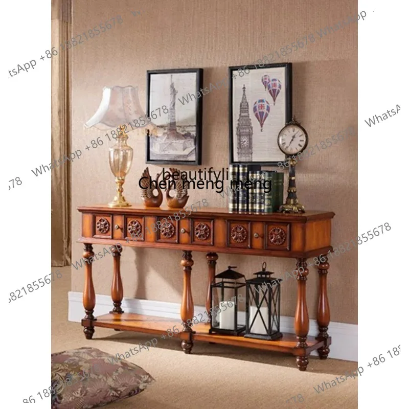 

new LBX-Long Carved Solid Wood Console Tables, American Country Console Table, Furniture Side Desk ss 26