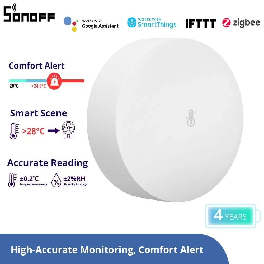 SONOFF SNZB-02P Zigbee Temperature and Humidity Sensor High Accuracy & Fast Refresh Zigbee 3.0 Compatible Comfort Alert eWelink