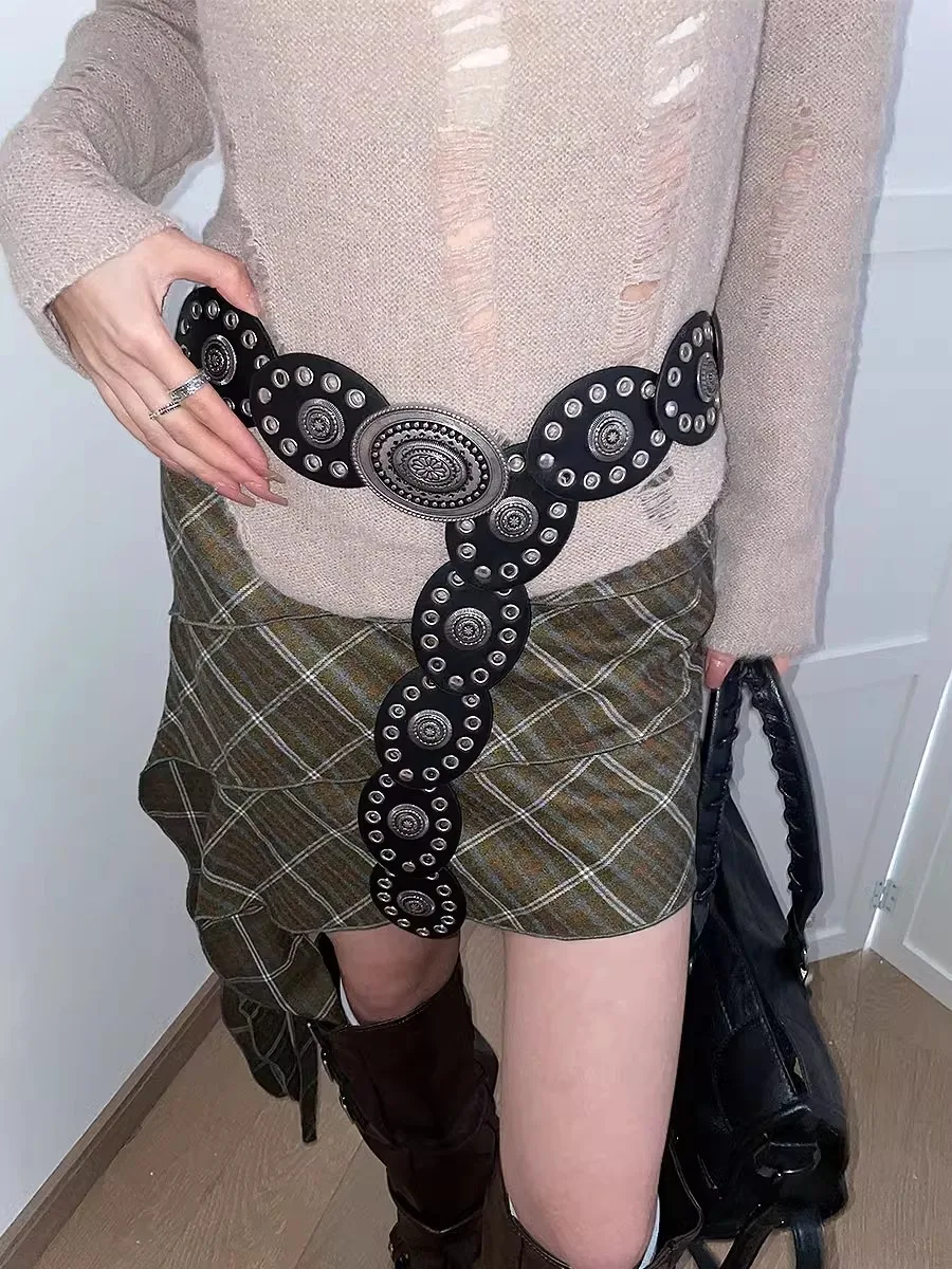 N High-End Vintage Belt Western-Style Jeans With Skirt Jeans Belt Women Wide Version Of The Belt Belt