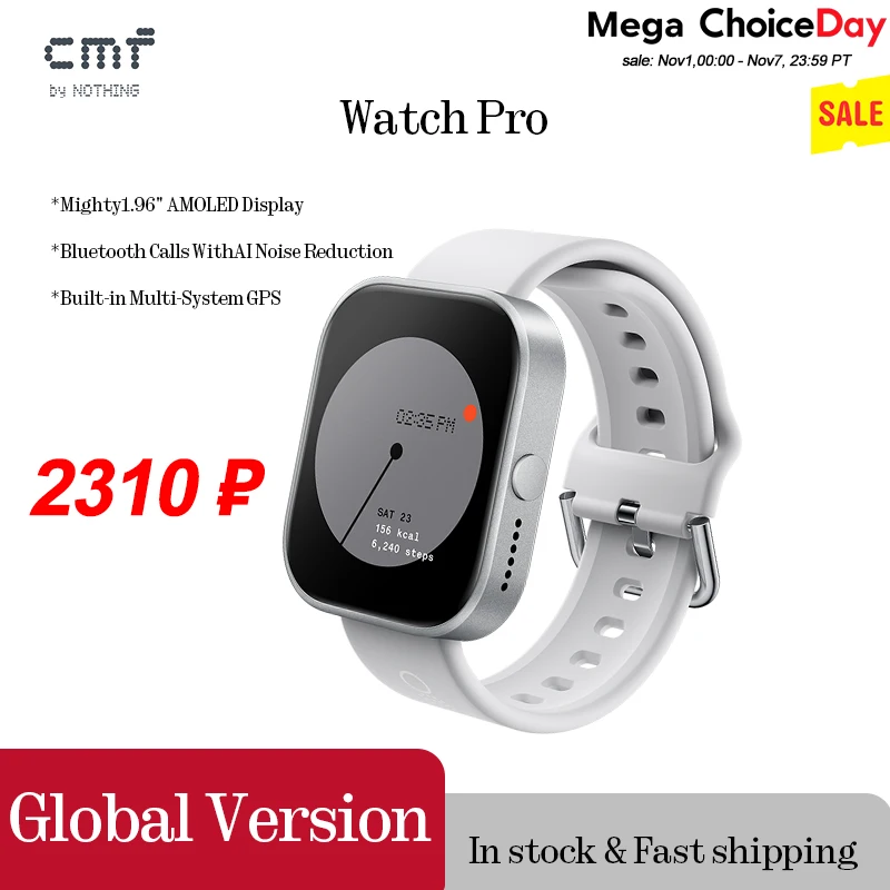 CMF Watch Pro 1.96 بوصة AMOLED Bluetooth 5.3 BT مكالمات مع ساعة ذكية لتقليل الضوضاء AI #1