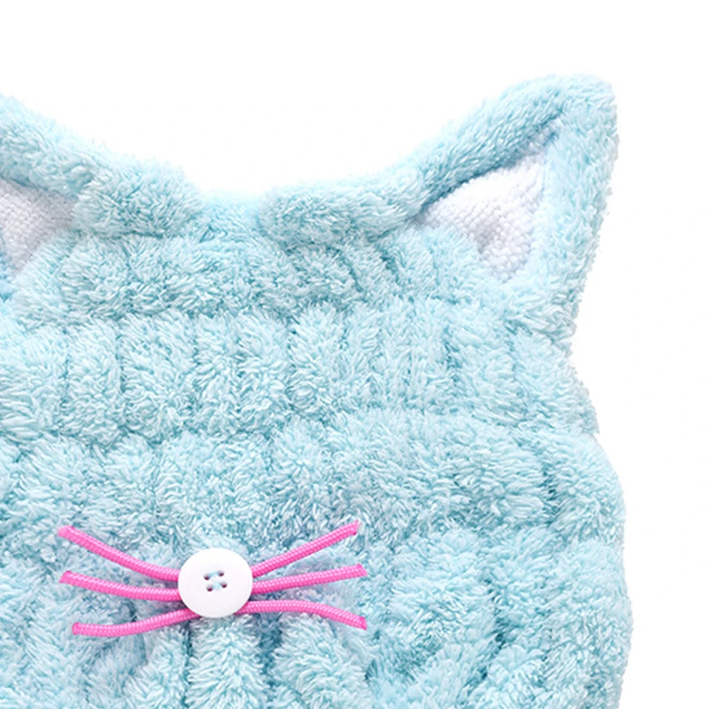 

Cat Ear Hair-Drying Cap Fast Drying Bathing Water-Absorption Soft Lightweight Portable For All Hair Types Blue Random Color