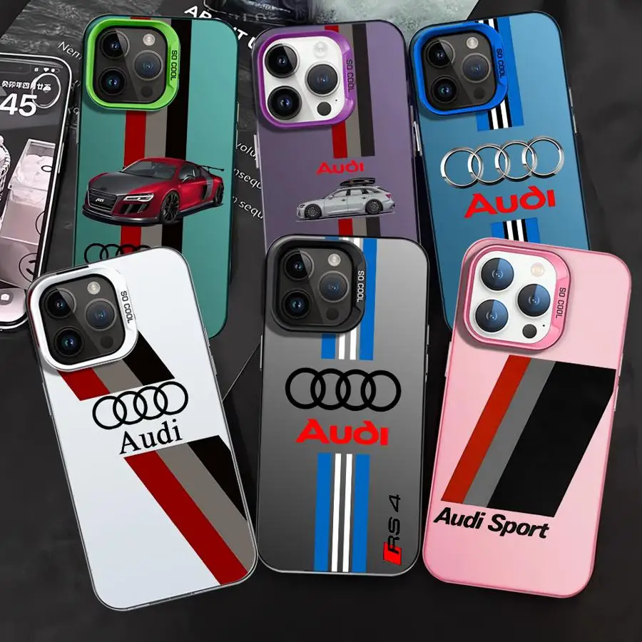 A-Audi Car Logo Soft Case for iPhone 13 Pro 14 Plus 12 11Pro 15 16 Pro Max 11 15Pro Max Phone Cover Shell