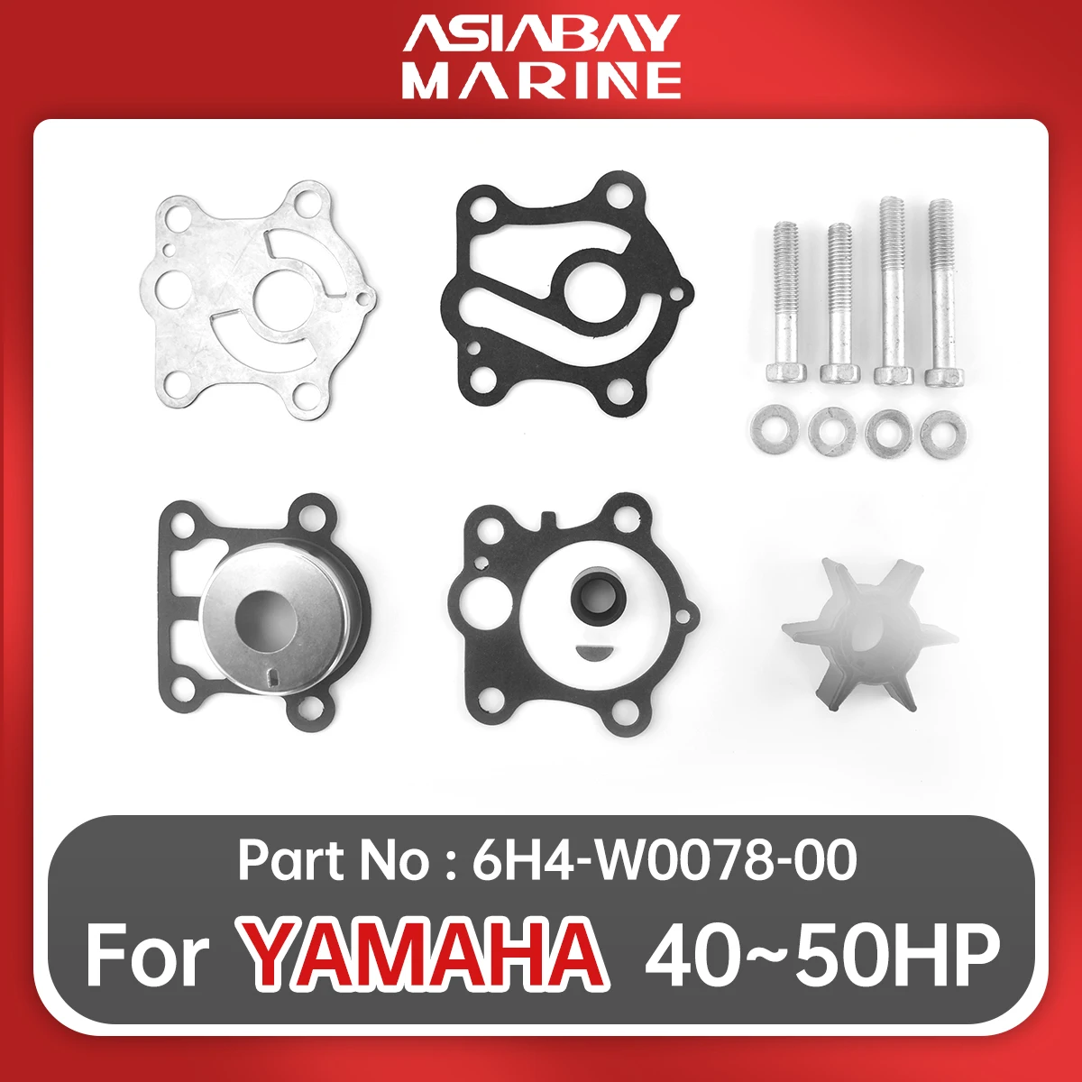 

Water Pump Impeller Repair Kit for Yamaha Outboard 40 50 Hp With Housing Ship Marine Boat Engine Part 6H4-W0078-00