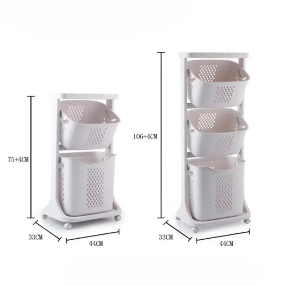 Laundry Basket Multi-storey Dirty Clothes Storage Basket Movable Dirty Clothes Basket Trolley Waterproof Bathroom Storage Basket