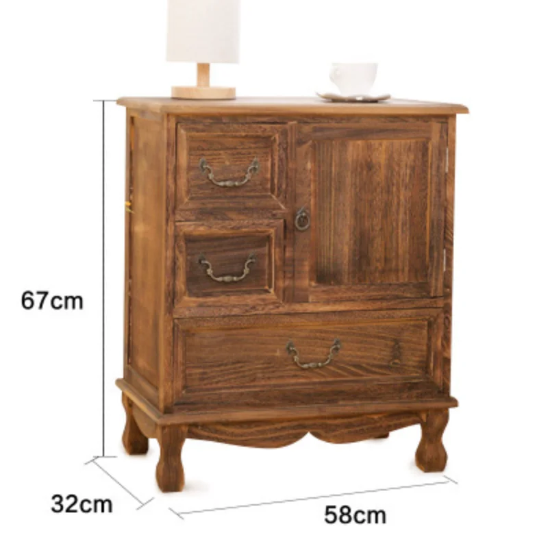 

Wabi Sandy Wind Bucket Solid Wood Locker Living Room Side Storage American Retro Bedside Cabinet Bedroom