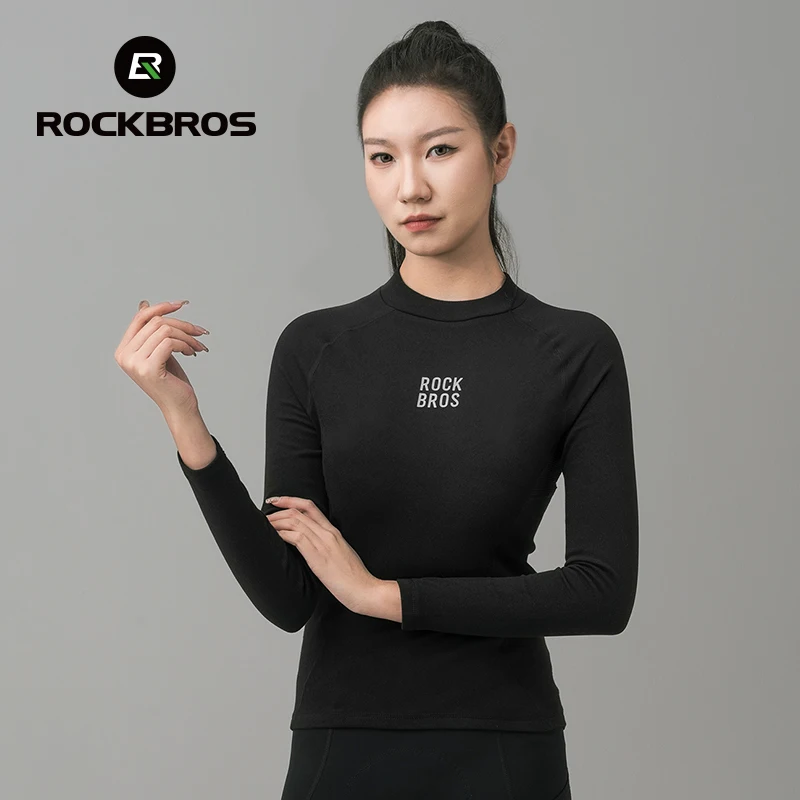 ROCKBROS Autumn Winter Cycling Jersey High Elastic Warm Fleece Thermal Pullover Shirt Men Outdoor Sports Cycling Inner Clothing